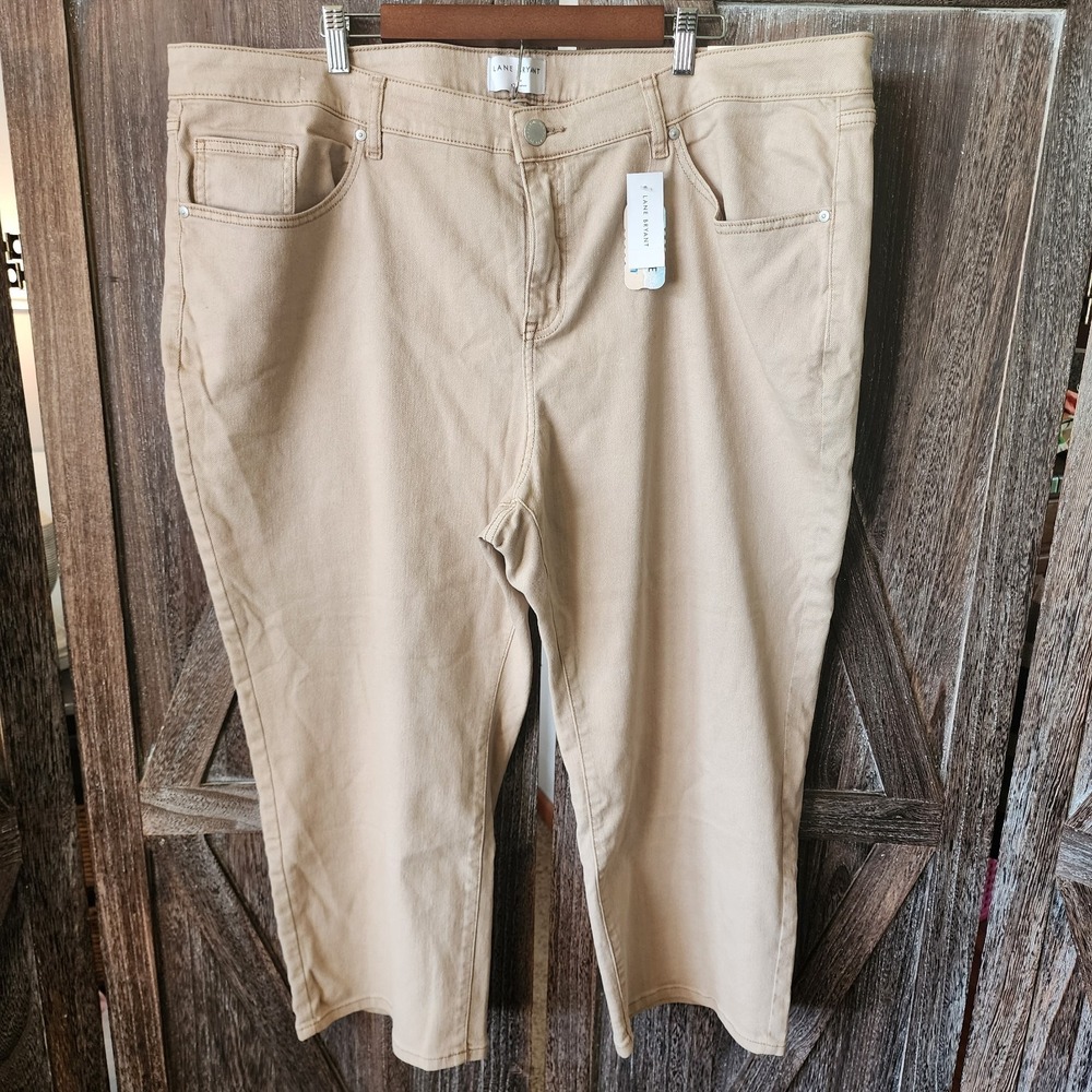 Lane Bryant Jeans Women's Size 24 Tan‎ Straight Crop Signature Fit Mid-Rise New